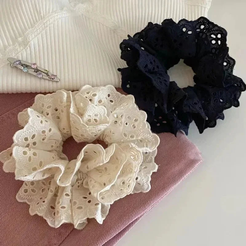 Women Silk Scrunchie Elastic Handmade Multicolor Hair Band Ponytail Holder Headband Hair Accessories 1PC Satin Silk Solid Color