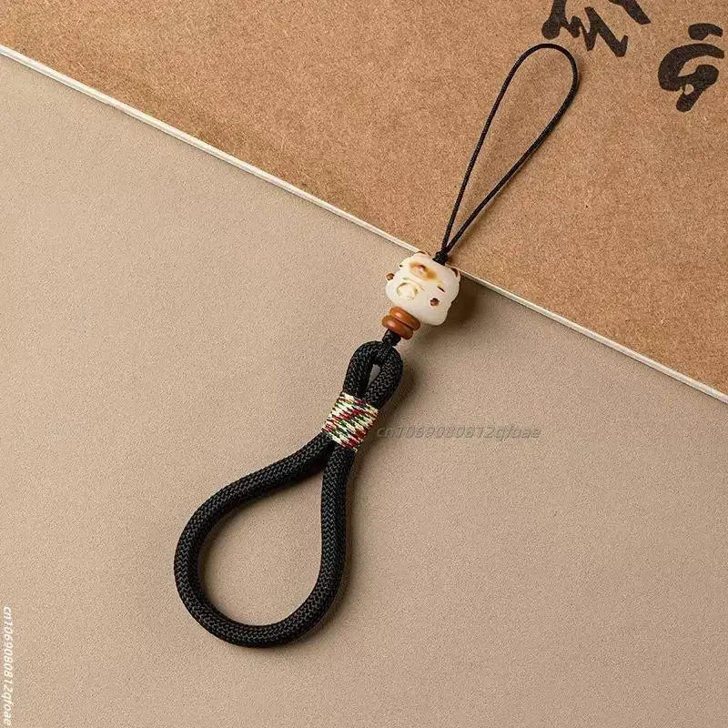 Cute Bodhi Lucky Cat Mobile Phone Wrist Hanging Chain Pendant Pendant Exquisite Anti-loss Drop-resistant Mobile Case Lanyard