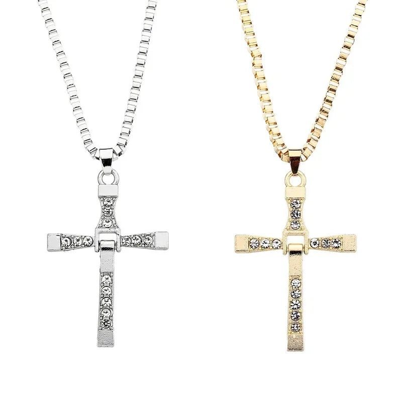 Hip Hop Rhinestone Cross Pendant Necklace for Men Women Punk HipHop Fashion Gift Jewelry