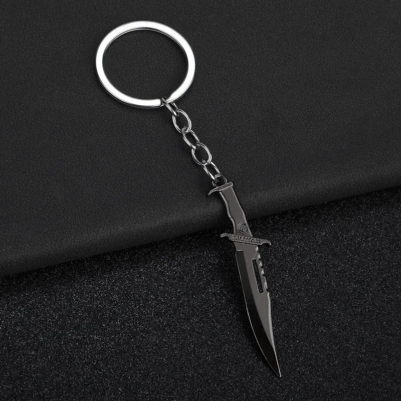 Metal Claw Knife Key Ring Gun Black Chain Color Tactical Dagger Key Chain Pendant Men's Car Ornaments Military Enthusiasts Gift