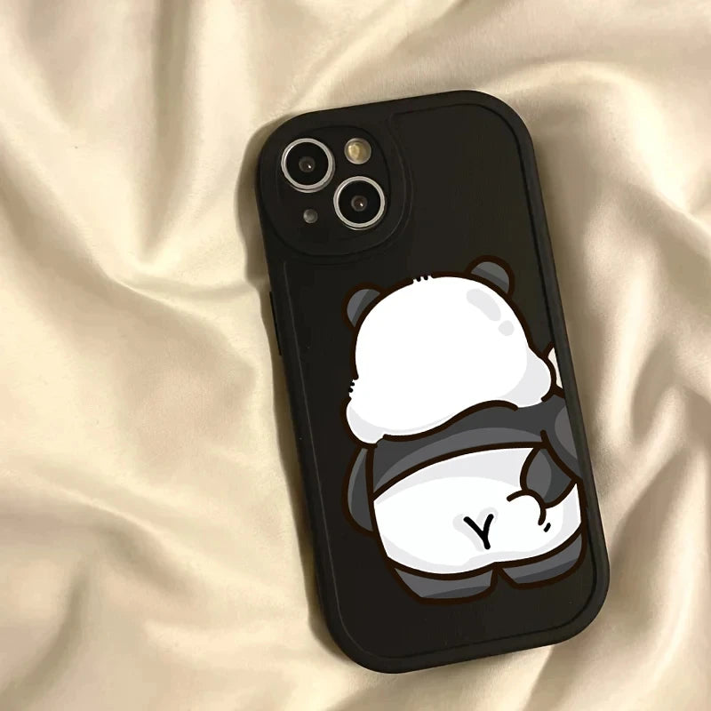 Funny Cartoon pinch butt bear rabbit Couple Phone Case for IPhone 14 13 12 15 11 Pro Max Mini 7 8 Plus SE X XR XS Max Soft Cover