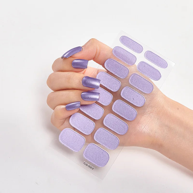 Baking Free Nail Stickers Wholesale Gradient glitter Nail Stickers Simple Waterproof Nail Sticker Full Color Solid Color Sticker