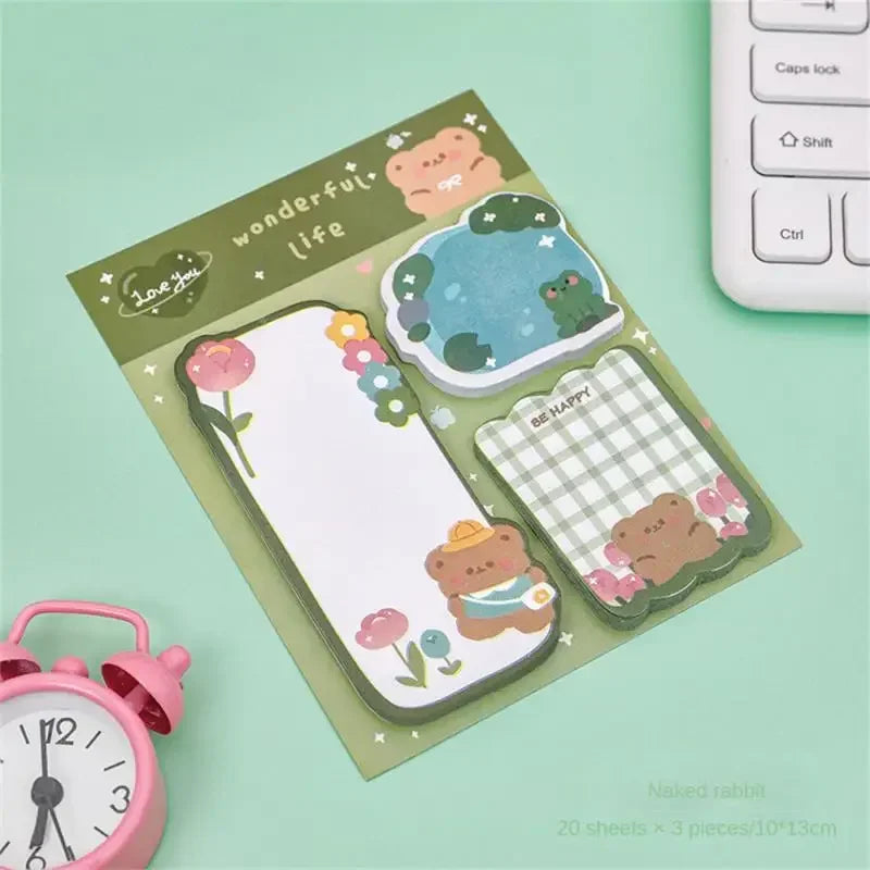 60sheets Sticky Notes Cute Cartoon Colorful Memo Pad Ins Kawaii Stationery Posted Tabs Its Memo Message Paper School Supplies