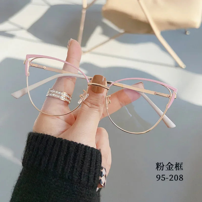 New Brand Design Retro Lady Cat Eye Glasses Frame Fashion Anti Blue Light Eyeglasses Computer Goggles Women Reading Glasses Men