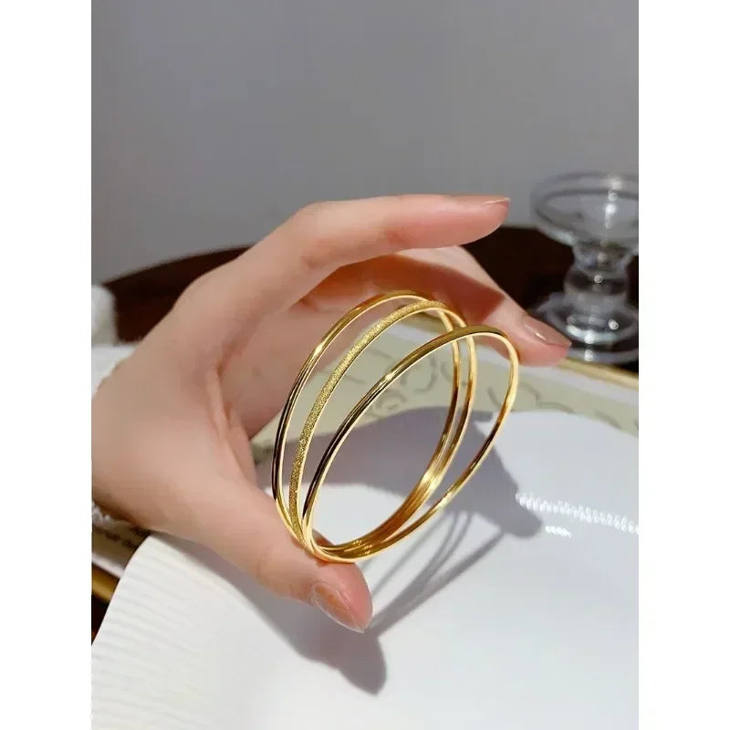 Titanium Steel Gold Silver Color Bangles for Women Girls Trend Waterproof Jewelry Luxury Sparkling Zircon Bracelet Bangle