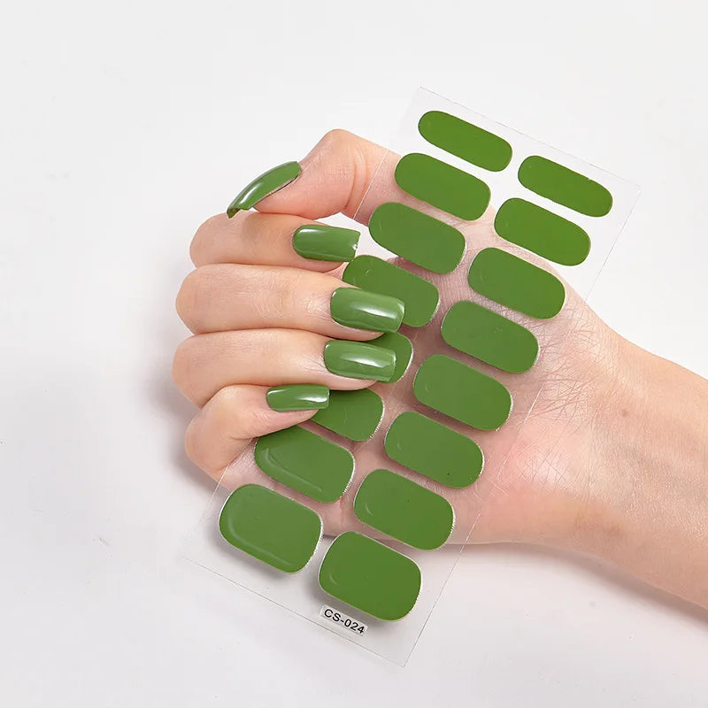 Baking Free Nail Stickers Wholesale Gradient glitter Nail Stickers Simple Waterproof Nail Sticker Full Color Solid Color Sticker