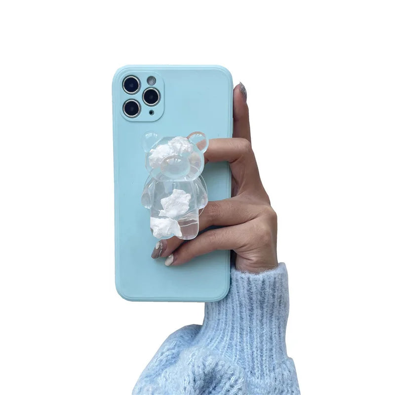 Korea Glitter Bear Cell Phone Holder Grip Tok Bracket for iPhone Samsung Xiaomi Foldable Car Folding Mobile Socket Stand