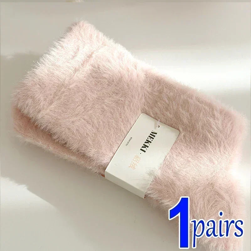 1/3/4pairs Super Soft Socks for Women Ins Solid Winter Warm Thicken Coral Plush Sock Thermal Snow Home Sleep Floor Kawaii