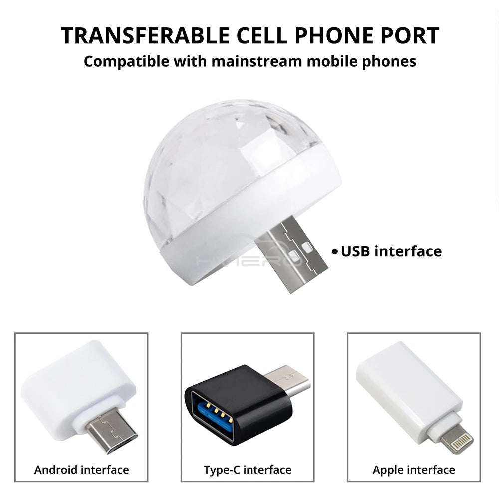 Car DJ RGB Music Sound Colorful LED Mini Mushroom Atmosphere Lights Auto USB-C IOS Holiday Party Karaoke Welcome Decoration 5V