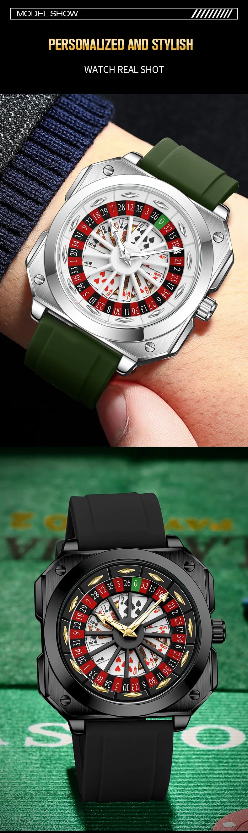 Luxury 360° Rotating Dial Watch – Waterproof Quartz Timepiece with Premium Silicone Strap