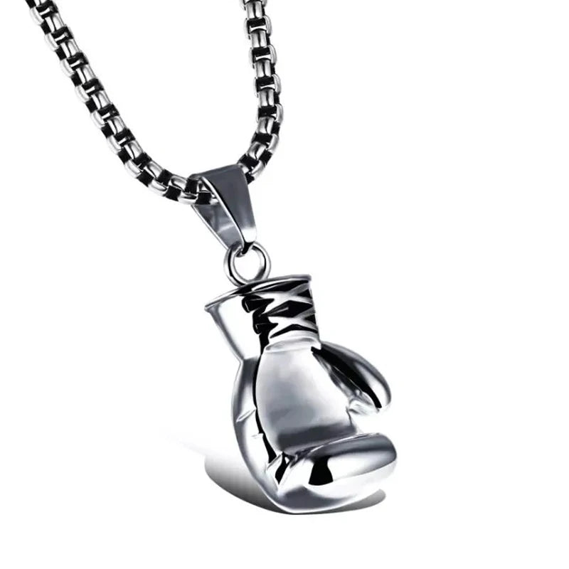 Boxing Gloves Pendant Necklace For Men Gold Color Hip Hop Personality Fitness Exercise Stainless Steel Chain Neck Jewelry Gifts