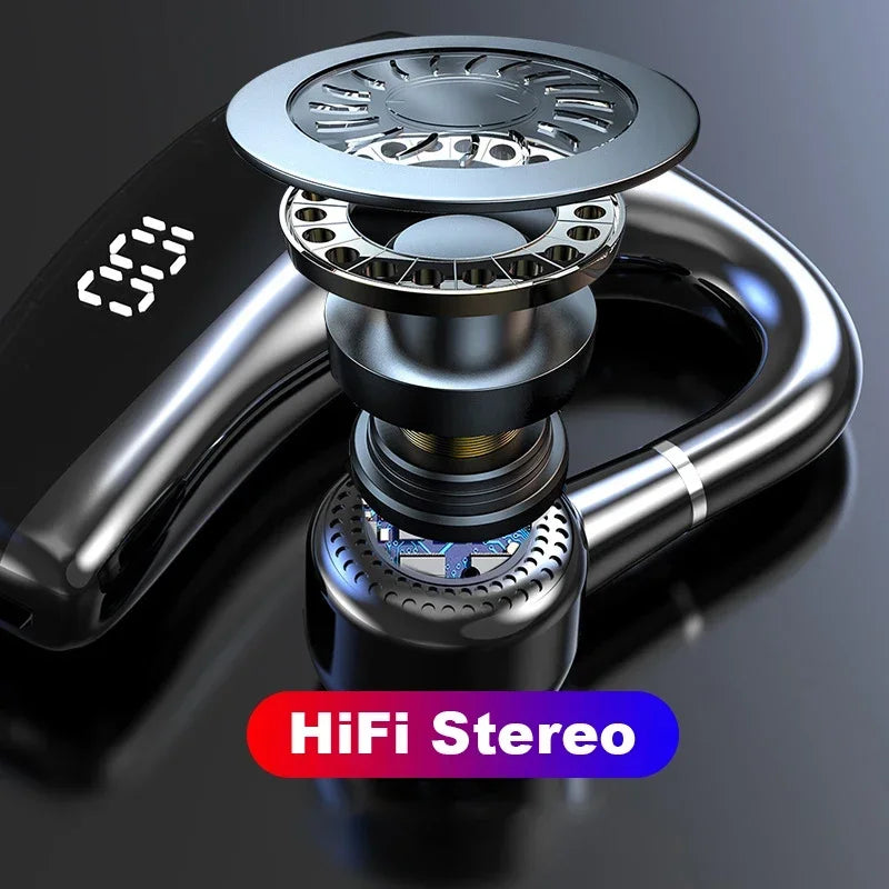 Bluetooth 5.2 Earphone Ear Hook Wireless Headset LED Display Business Headphone HiFi Stereo Waterproof Earbud for Xiaomi iPhone
