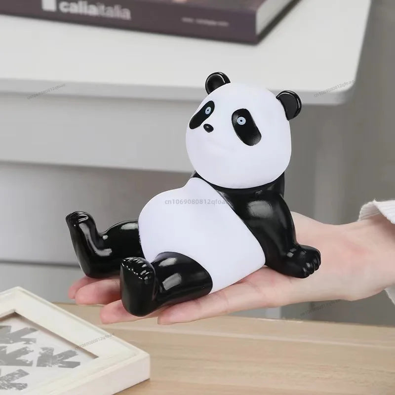 Cute Panda Phone Holder Cartoon Panda Mobile Phone Holder Universal Phone Bracket Panda Sculpture Statue Decor Resin Toy Gift