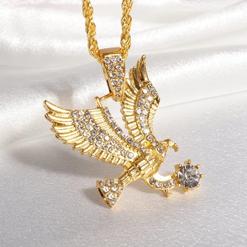 Hip Hop Ice Out Angel Wings Money Bag Pendant Necklace Suitable for Men\\\\\\\'s Fashion Personalized Rock Rap Jewelry Gift