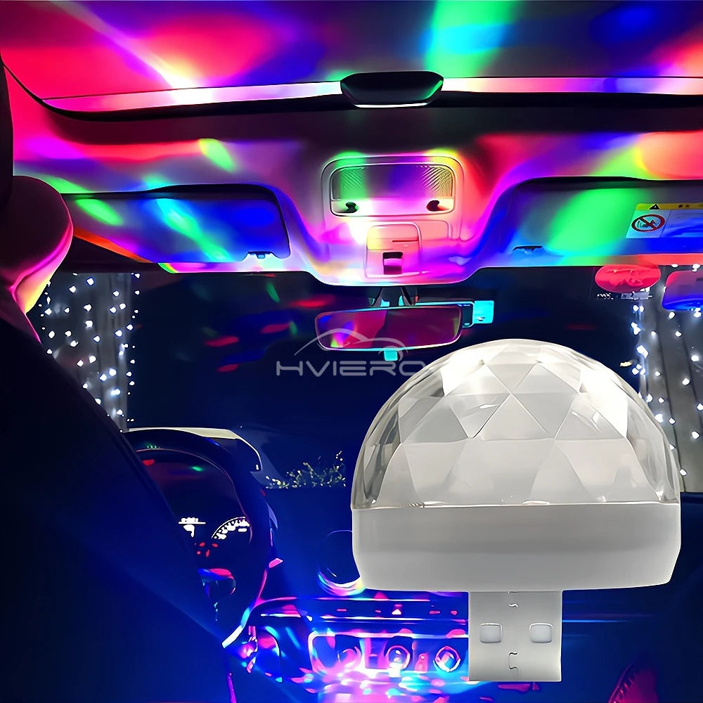 Car DJ RGB Music Sound Colorful LED Mini Mushroom Atmosphere Lights Auto USB-C IOS Holiday Party Karaoke Welcome Decoration 5V