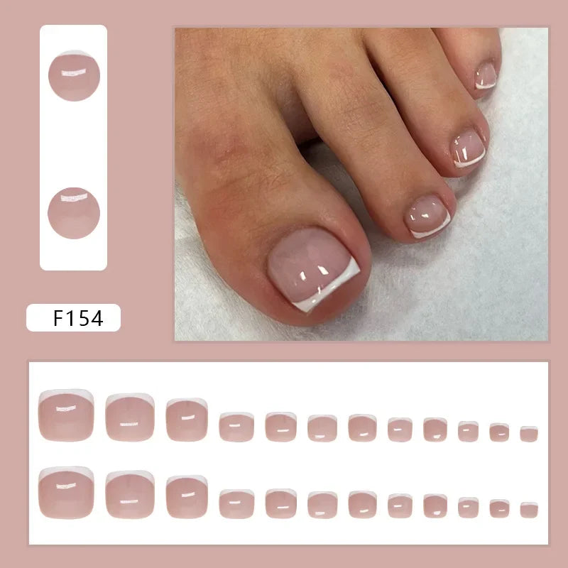 Shell Pattern Press on Nails Fake Nails Tips with Sticker False Toenail Design Butterfly Lovely Girl False Toenail