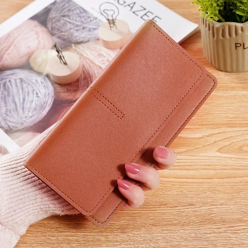 PU Leather Long Women Thin Wallets Large Capacity Female Coin Purses Hasp Clutch ID Credit Multi-Card Holder Money Bag Clip