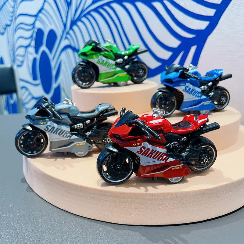 Cartoon Mini Motorcycle Keychain Exquisite Car Motorcycle Keychain Backpack Pendant Key Ring Accessories
