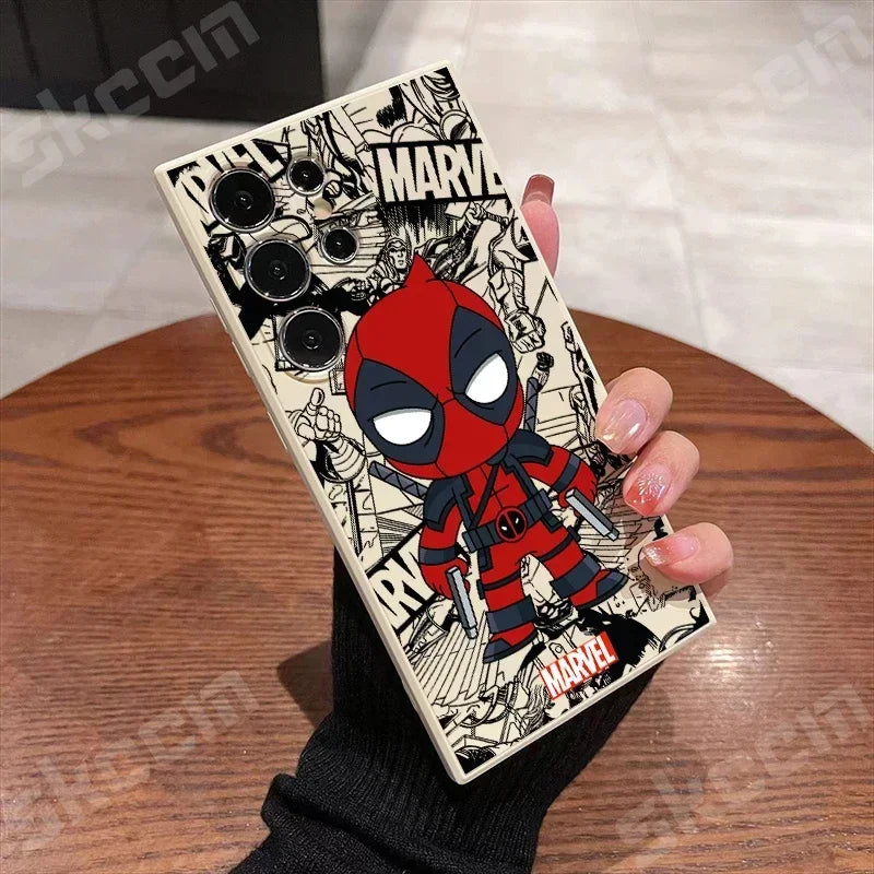 Marvel Spider Man Deadpool Phone Case For Samsung Galaxy S24 Ultra S23 FE S22 S20 Plus A15 A35 A50 A51 A54 A55 A71 A72 A73 Cover