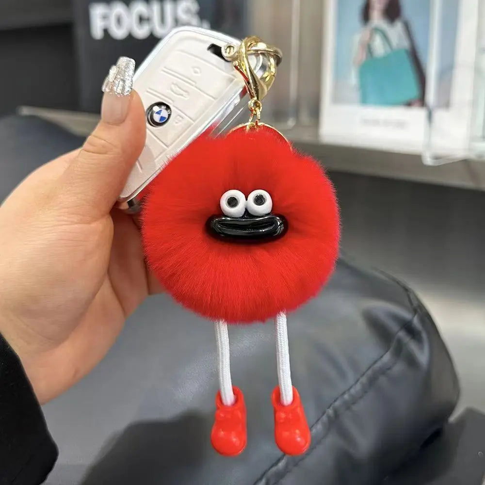 Cute Big Eyes Plush Toys Keychain Cartoon Briquettes Keychain Briquettes Car Keychain Pendant Korean Plush School Bag Pendant