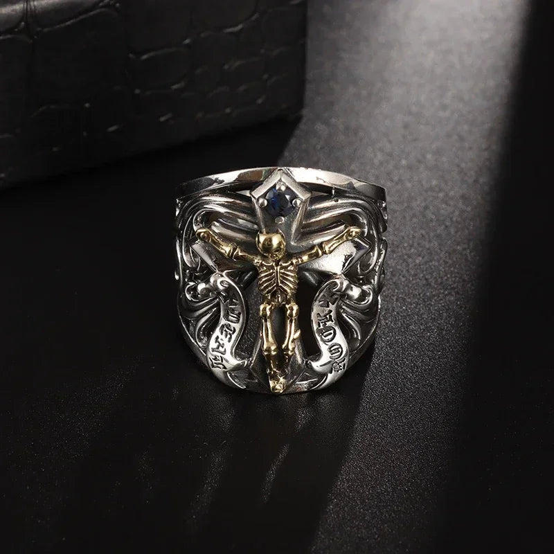 Vintage Ethnic Evil Dragon Head Ring Men\\\'s Gothic Open Ring Male Cool Trend Jewelry