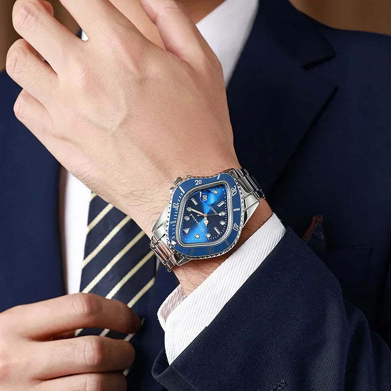 Irregular Watch for Men Unusual Conceptual Reloj Crash Melting Twist Case Quartz Wristwatch Male Man Green Black Clock Masculino