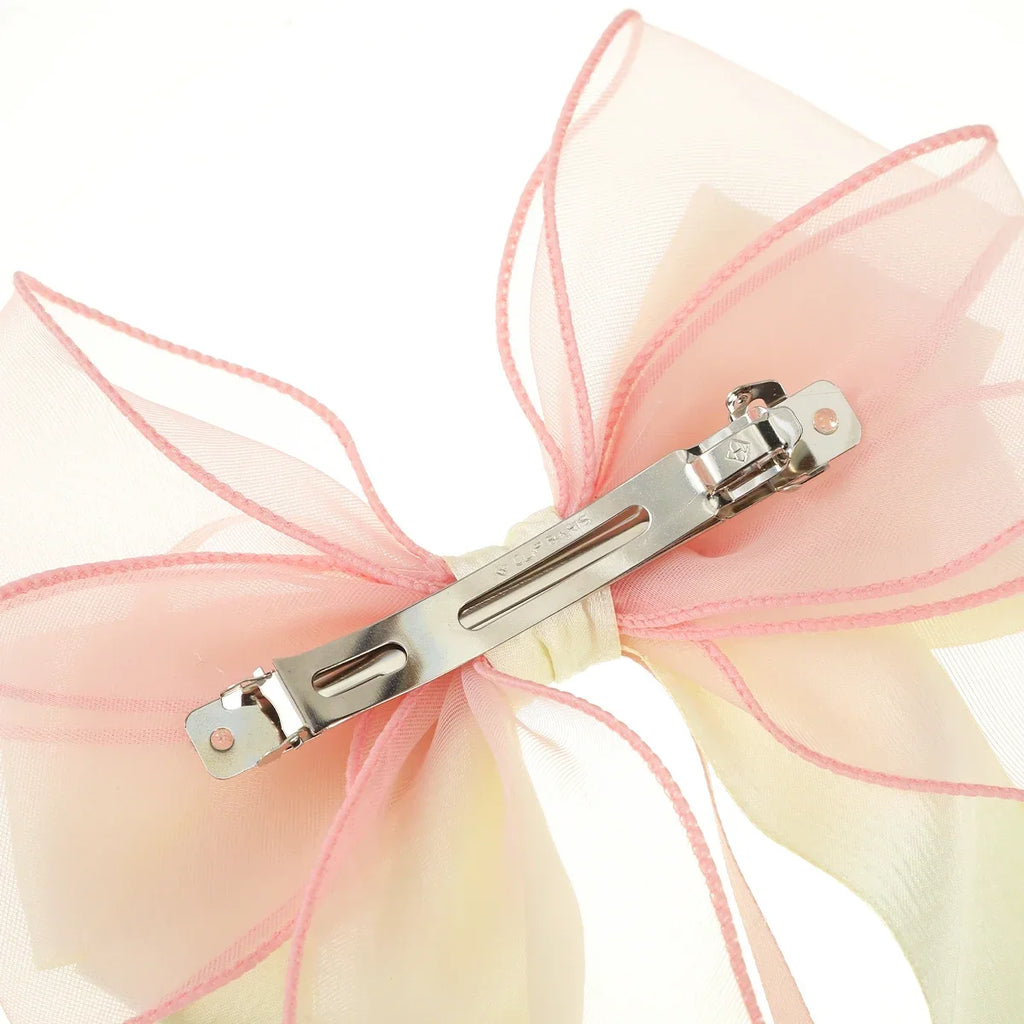 Chiffon Bow Hair Clips Girls Sweet Blue Shining Satin Bowknot Hair Clips Ribbon Bow Barrette Hairpin Grip Ponytail Clip 머리핀