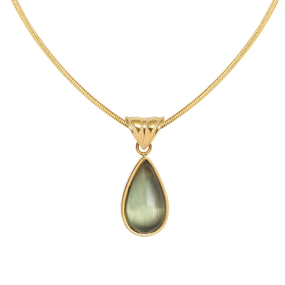1/2PCS  Water Drops Necklace Small French Style Clavicle Chain Snake Bone Titanium Steel Retro Mermaid Tears Collarbone Chain