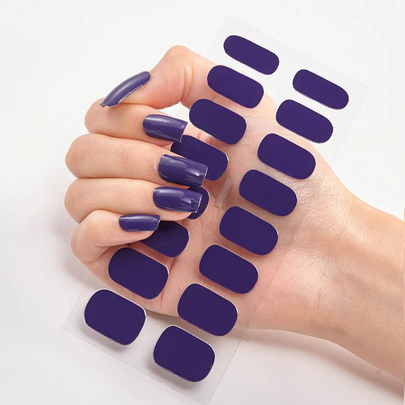 Baking Free Nail Stickers Wholesale Gradient glitter Nail Stickers Simple Waterproof Nail Sticker Full Color Solid Color Sticker