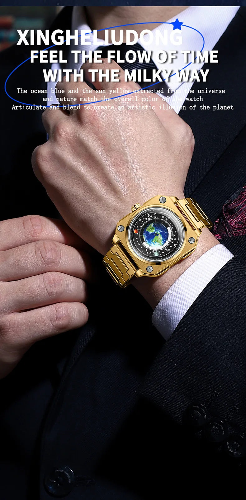 UTHAI Earth Watch Business Male Student Watch Planet Personalized Creative Wormhole New Concept Male Fashion Quartz Watches