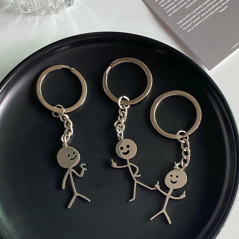 1PC Interesting Match People Than Heart Middle Finger Couple Keychain Car Personality Cute Funny Student Car Pendant Accessories