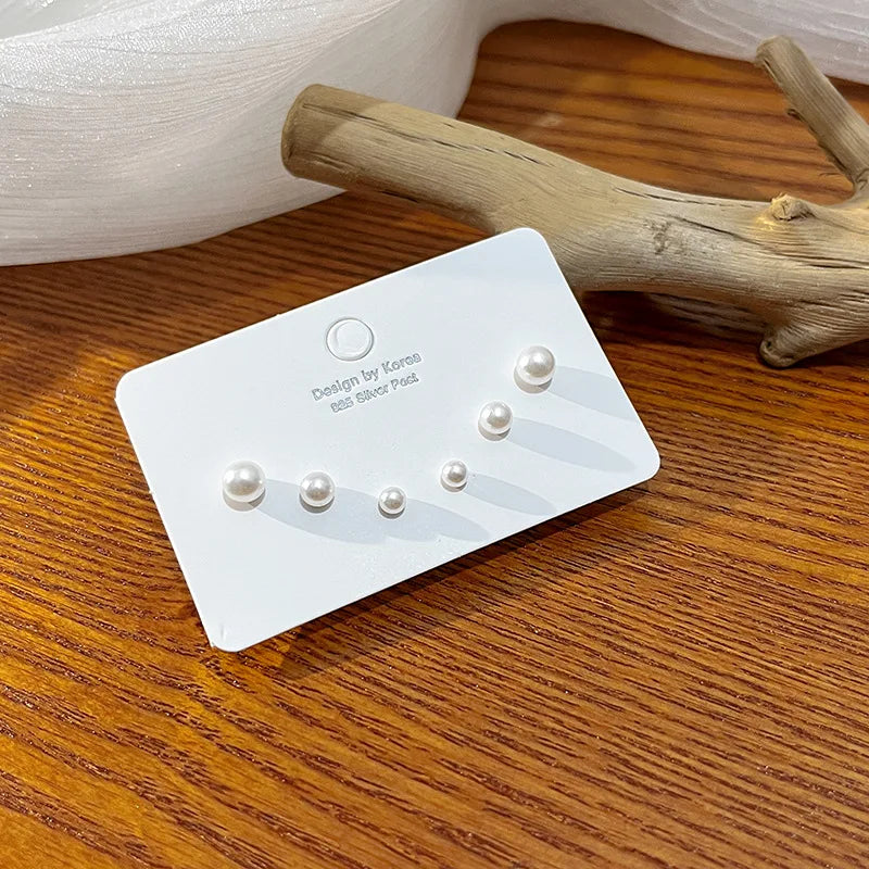 New S925 Silver Needle Stud Earrings Set for Women Girls Simple Cute Exquisite Mini Earrings Jewelry Gift Wholesale Direct Sales