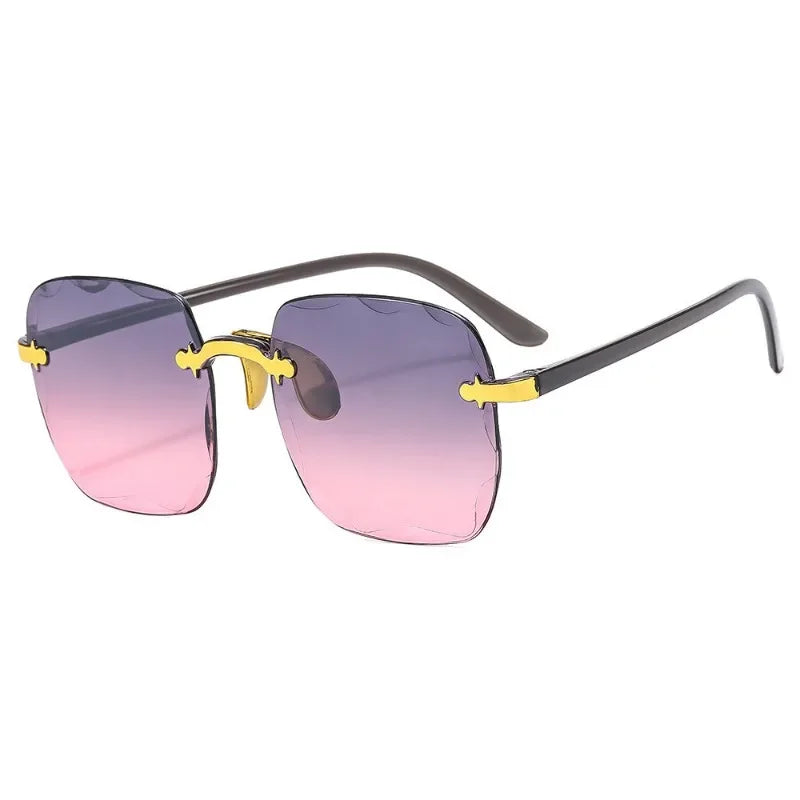 New Rimless Square Sunglasses Women's Brand Designer Fashion Sun Glasses Female Summer Travel Trend Eyewear UV400 Oculos De Sol