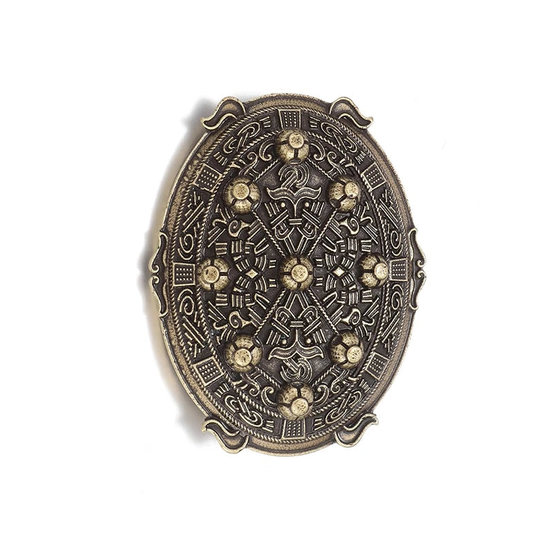 Vintage Norse Mythology Iceland Norse Shield Brooch Medieval Clothing Fastener Clothes Scarf Cloak Jewelry for Men Women