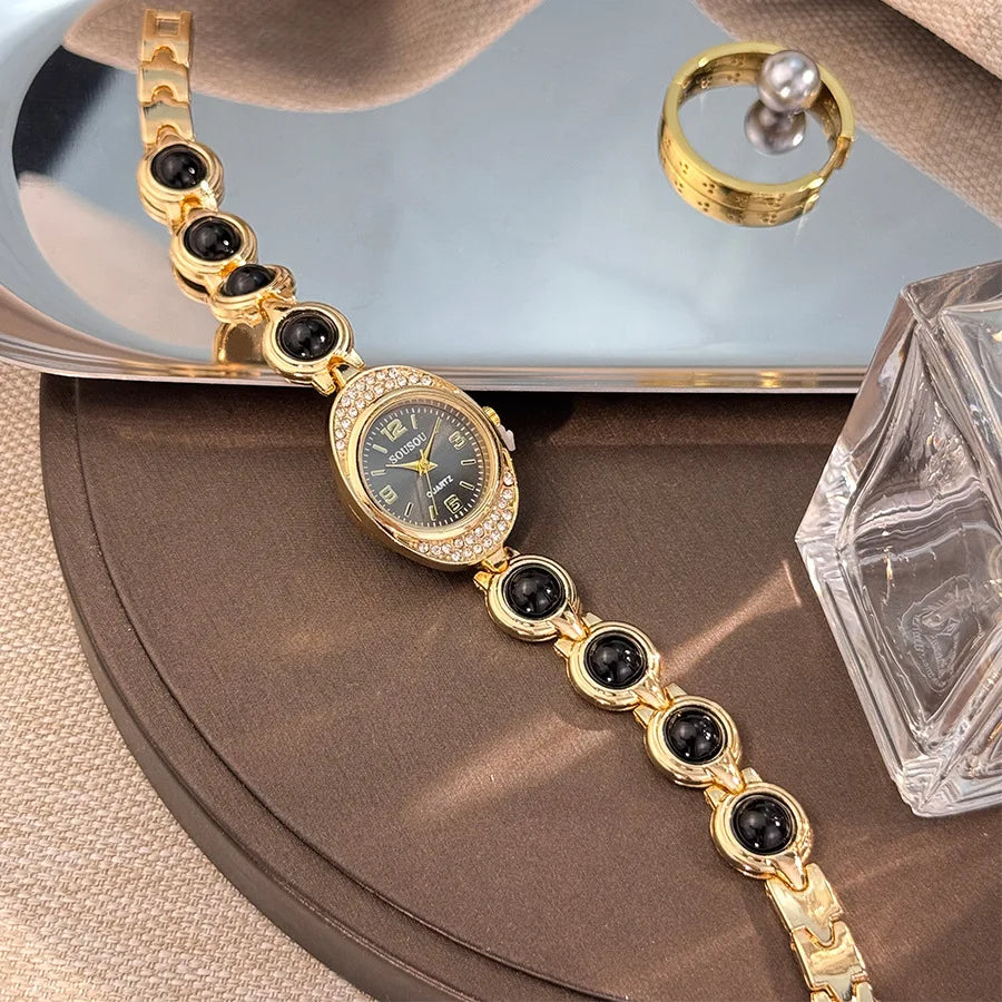 Luxury Bracelet Women Watches New Ladies Yuanbao Shaped Rhinestone Inlaid Women's Quartz Wristwatch Fashion Watches Dropshipping