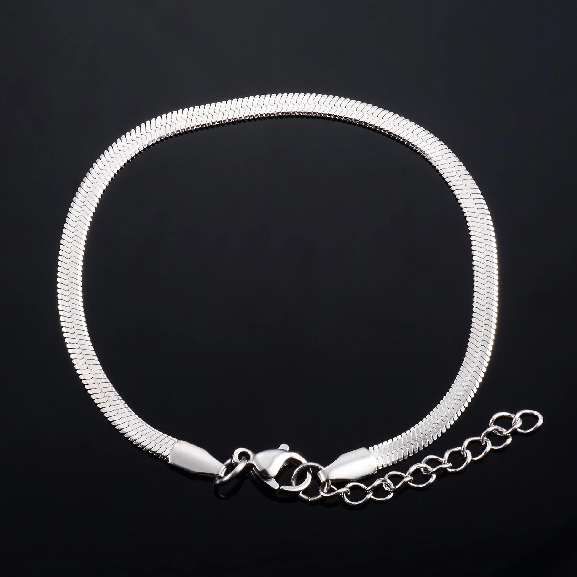 Women Men Bracelet Blade Chain for Hand Foot Stainless Steel Bangle with Extension Ankle Anklet Jewelry Making Accessories Gift