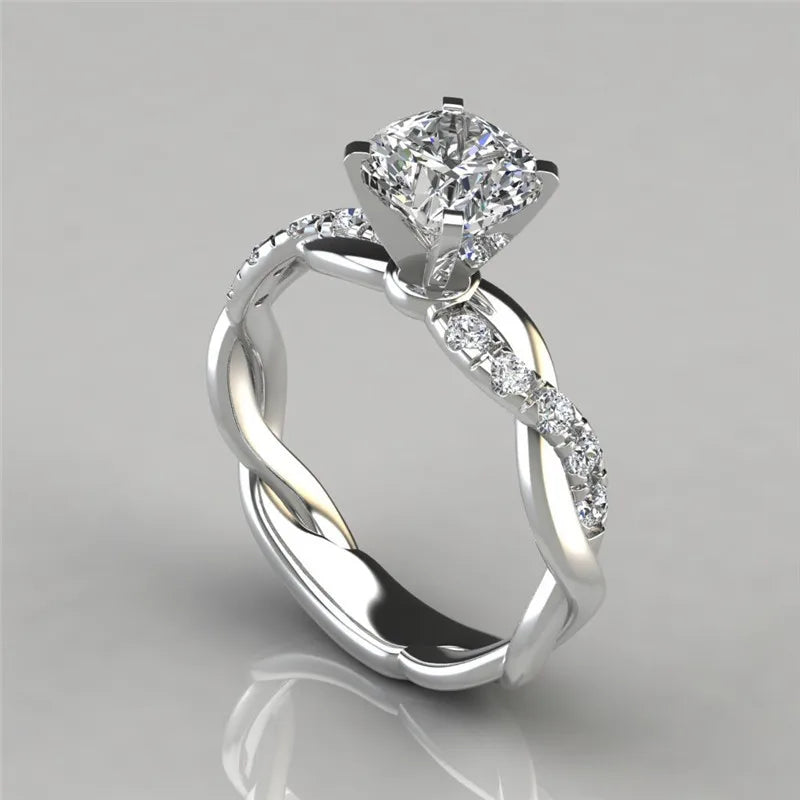 Fashion Luxury Rhinestones Rings for Women Men Korean Romantic Shiny Zircon Cross Lovers' Ring Commitment Wedding Jewelry Gift