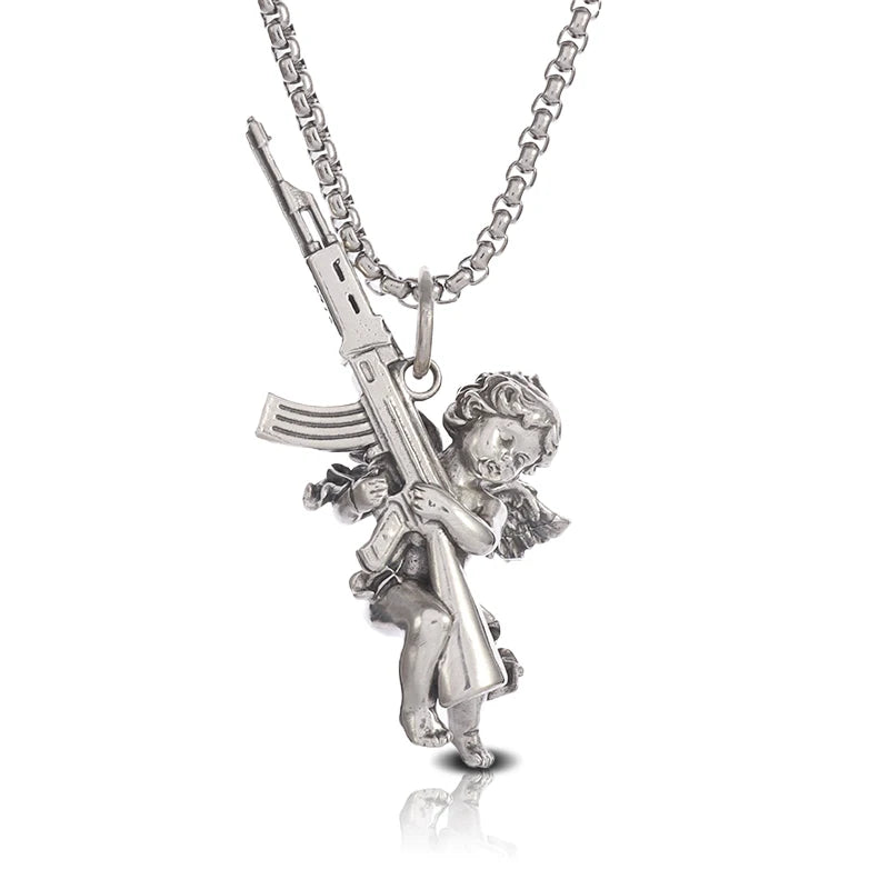 Vintage Buddhist Dharma Vessel Exorcism Vajra Pendant Necklace for Men Necklace Religious Amulet Accessory Gift