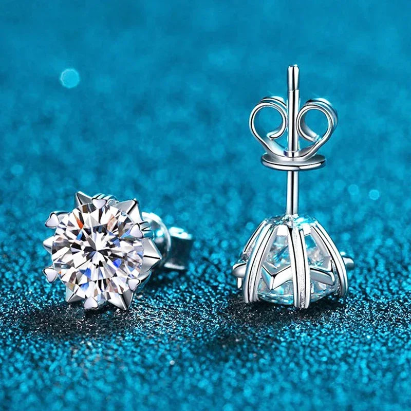 New 2024 Moissanite Stud Earrings for Women Original 925 Sterling Silver Snowflake Lady Moissanite Diamond Earring