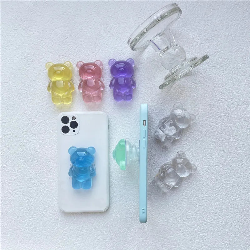Korea Glitter Bear Cell Phone Holder Grip Tok Bracket for iPhone Samsung Xiaomi Foldable Car Folding Mobile Socket Stand