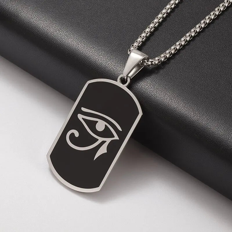 Shining Iced Out Ancient Egyptian God Eye of Horus Cross Pendant Necklace for Men and Women Hip Hop Trendy Amulet Jewelry Gift