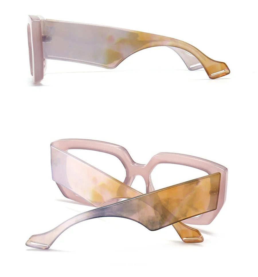 New Fashion Colorful Square Women Glasses Frame Clear Anti Blue Light Spring Hinge Wide Legs Eyewear Men Optical Polygon Frame