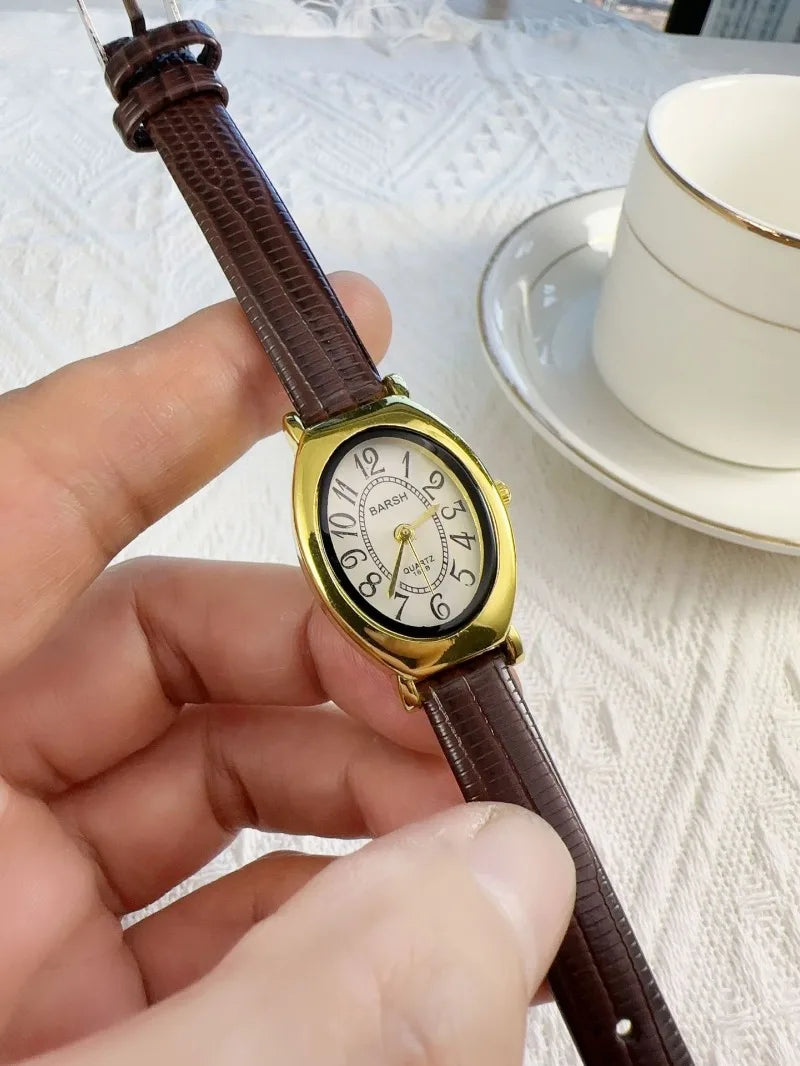 Fashion Oval Dial Women Watches Luxury Leather Strap Retro Ladies Quartz Watch Dropshipping Reloj De Mujer 시계 여성