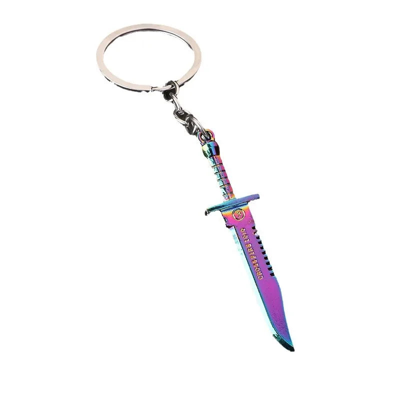 Metal Claw Knife Key Ring Gun Black Chain Color Tactical Dagger Key Chain Pendant Men's Car Ornaments Military Enthusiasts Gift