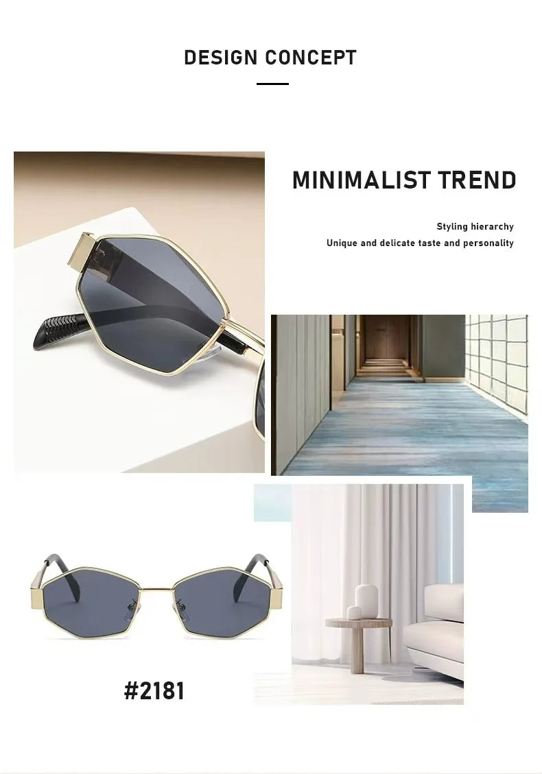Fashion Hexagon Sunglasses Women 2025 Luxury Brand Design Unique Polygon Sun Glasses Men Vintage Small Frame Eyewear Shades