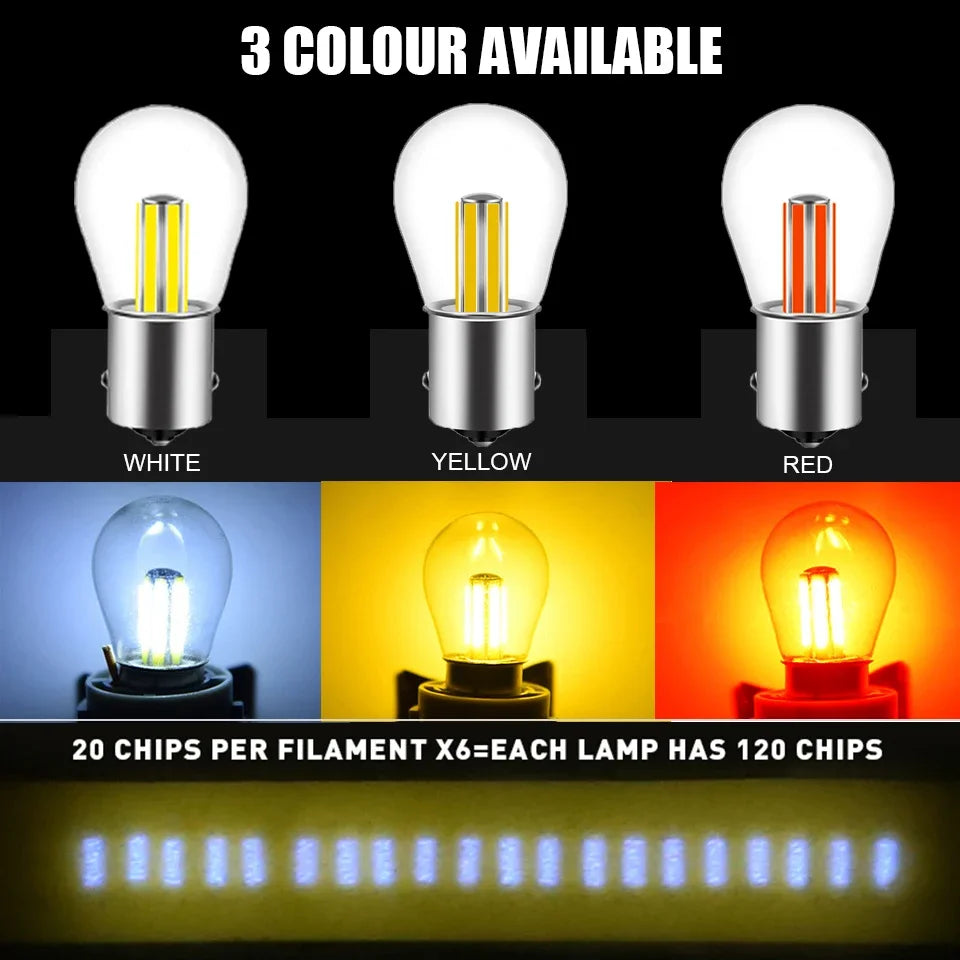 1X Ba15s 1156 Led P21W Vehicle Reverse Turning Lamp 6 Filament Chip Car Light Bulb S25 Auto 12v Drop Shipping Supported