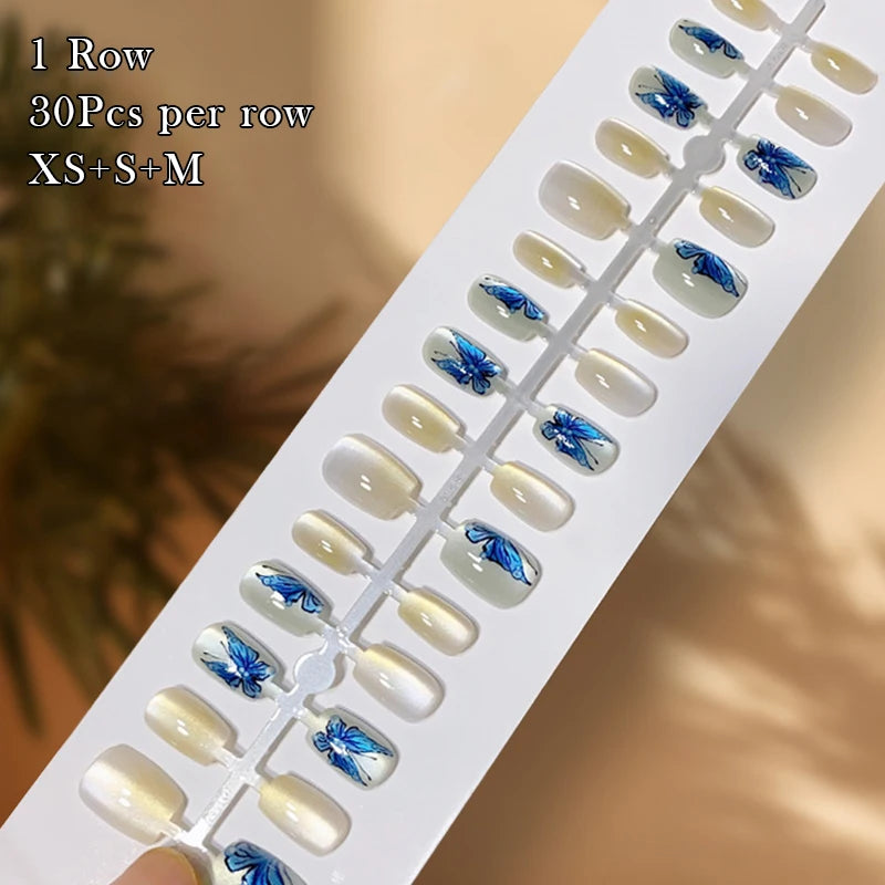 24Pcs/Set White French Press on Fake Nails Full Cover Artificial Wearable Nail Beauty Tips Naked French White False Nails Art