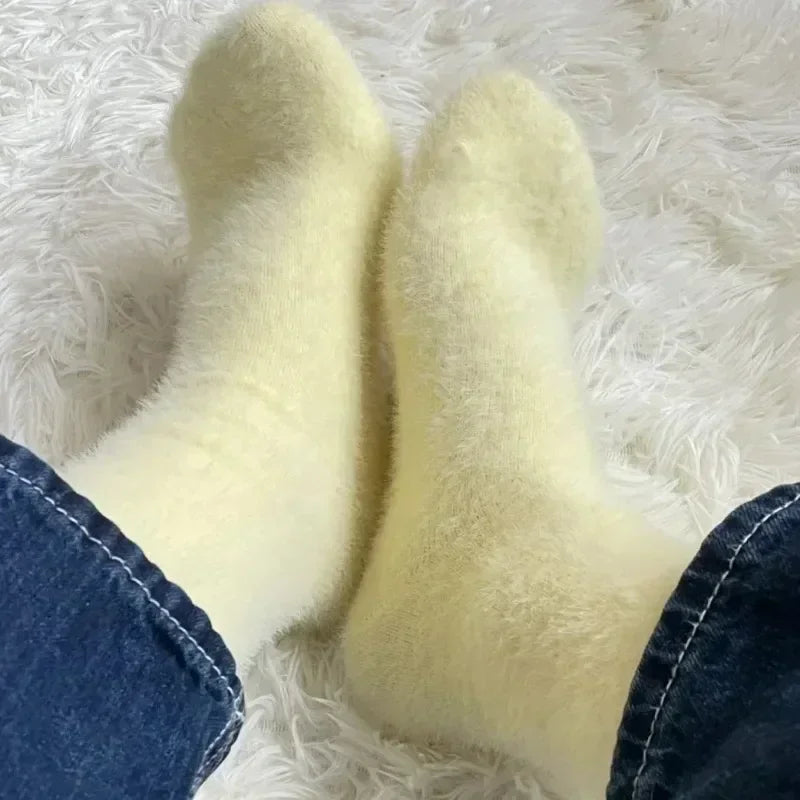 1/3/4pairs Super Soft Socks for Women Ins Solid Winter Warm Thicken Coral Plush Sock Thermal Snow Home Sleep Floor Kawaii