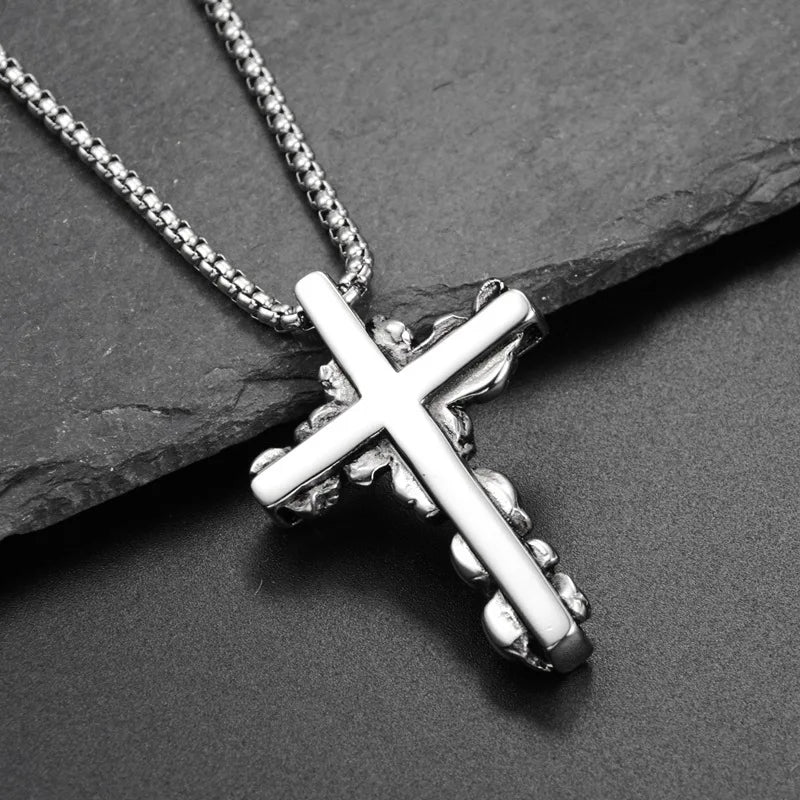 Hip Hop Multi Skull Cross Pendant Necklace For Men Women Stainless Steel Chain Punk Rock Rapper Unisex Jewelry Gifts