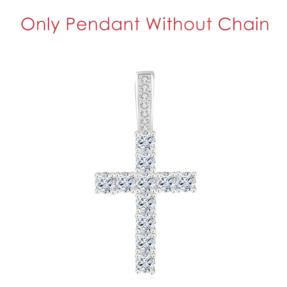 Hip Hop Cross Pendant Necklaces for Men Male Rapper's Fashion Simple Rope Chain Hot Sale Cubic Zirconia Punk Luxury Jewelry